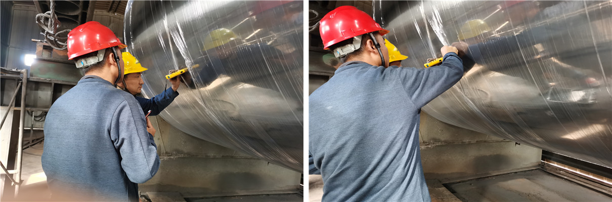 淄博某紙業公司到廠檢測烘缸熱噴塗成果 淄博某紙業公司到廠檢測烘缸熱噴塗成果